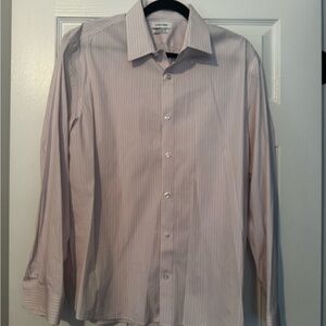 Calvin Klein Men's Extra Slim Fit Light Pink Checkered Dress Shirt
